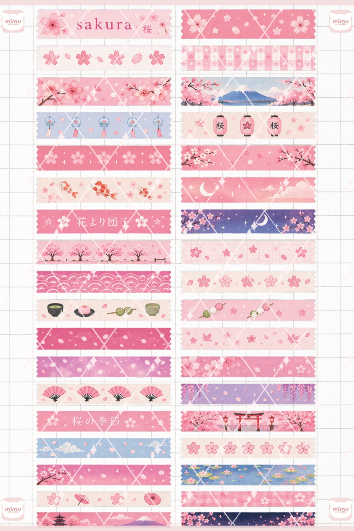 Sakura Temalı Washi Tape Seti Estetik Etiket Defter Günlük Scrapbook Süslemesi
