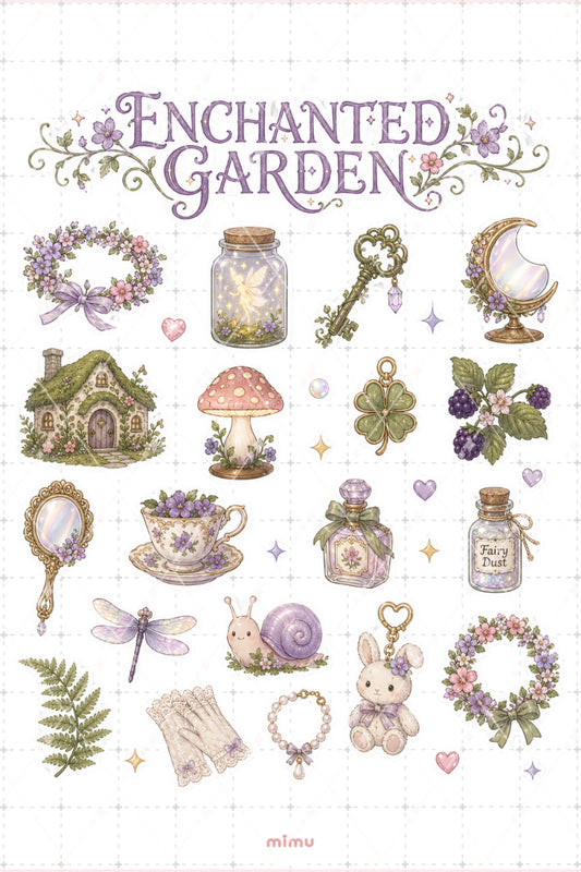 Fairycore Sticker Seti Peri Böcek Mantar Ormanı Pastel 2li Etiket
