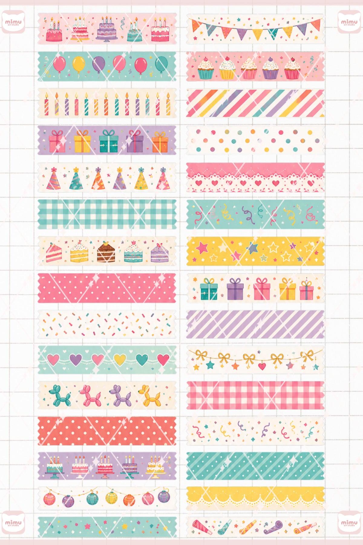 Doğum Günü Temalı Washi Tape Seti Estetik Etiket Defter Günlük Scrapbook Süslemesi