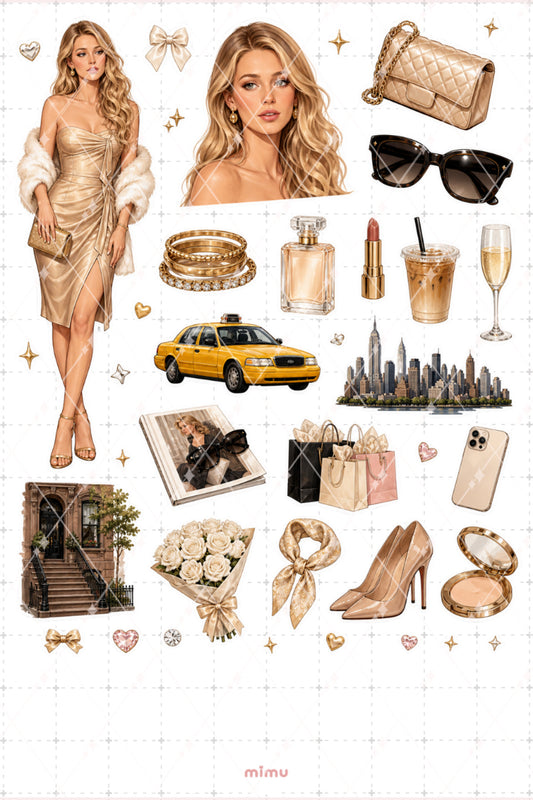 Serena van der Woodsen Sticker Seti Şehir Şıklığı Temalı Dekoratif 2'li Etiket