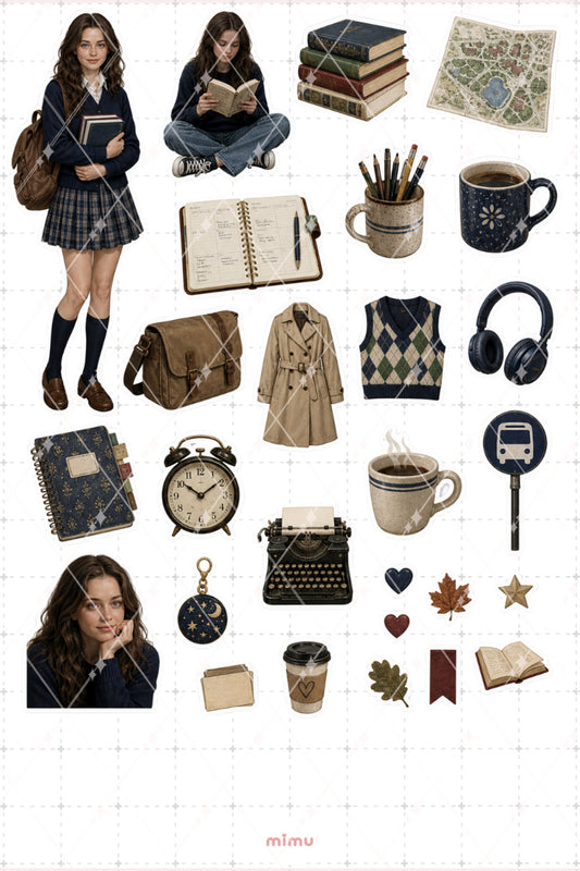 Rory Gilmore Sticker Seti Kitapsever Akademik Kız Temalı Dekoratif 2'li Etiket