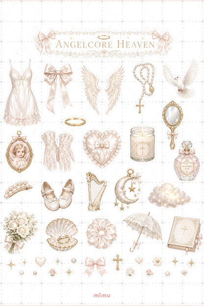Angelcore Heaven Sticker Seti Melek Temalı Krem Ekru Romantik Estetik 2li Etiket - 2