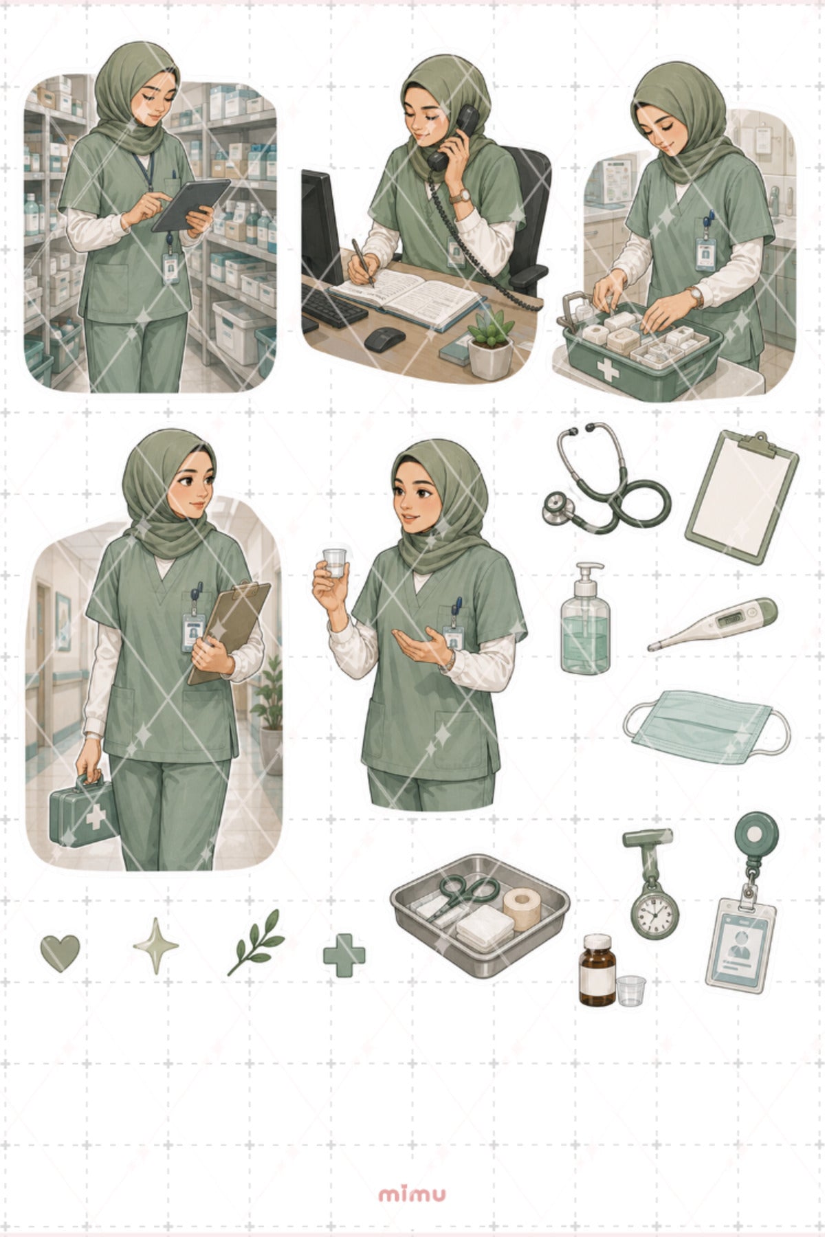 Hemşire Sticker Seti Hastane ve Hemşirelik Temalı Dekoratif 2'li Etiket