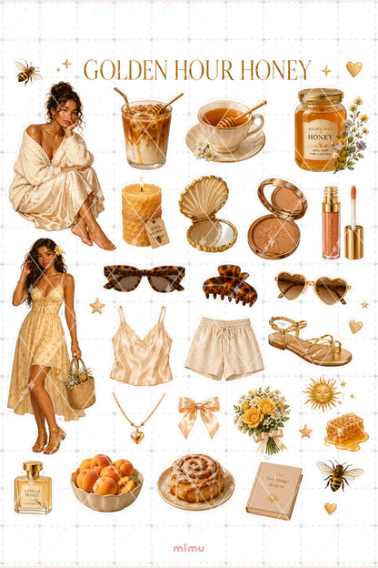 Honey Girl Essentials Sticker Seti Bal Sarısı Cozy Estetik 2li Etiket