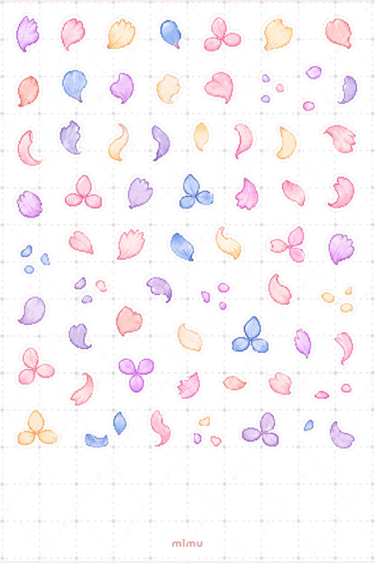 Pixel Art Çiçek Yaprağı Sticker Seti Petal Floral Temalı Dekoratif 2'li Etiket