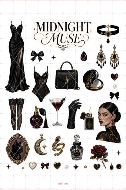 Dark Feminine Sticker Seti Siyah Gotik Kadın Temalı 2li Dekoratif Etiket - 2