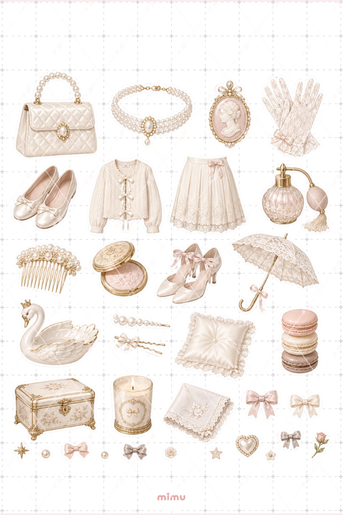 Pearl Girl Sticker Seti İnci Temalı Krem Bej Romantik Estetik 2li Etiket - 2