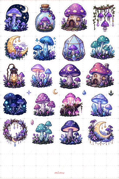 Pixel Art Mantar Sticker Seti Mushroom Orman Temalı Dekoratif 2'li Etiket
