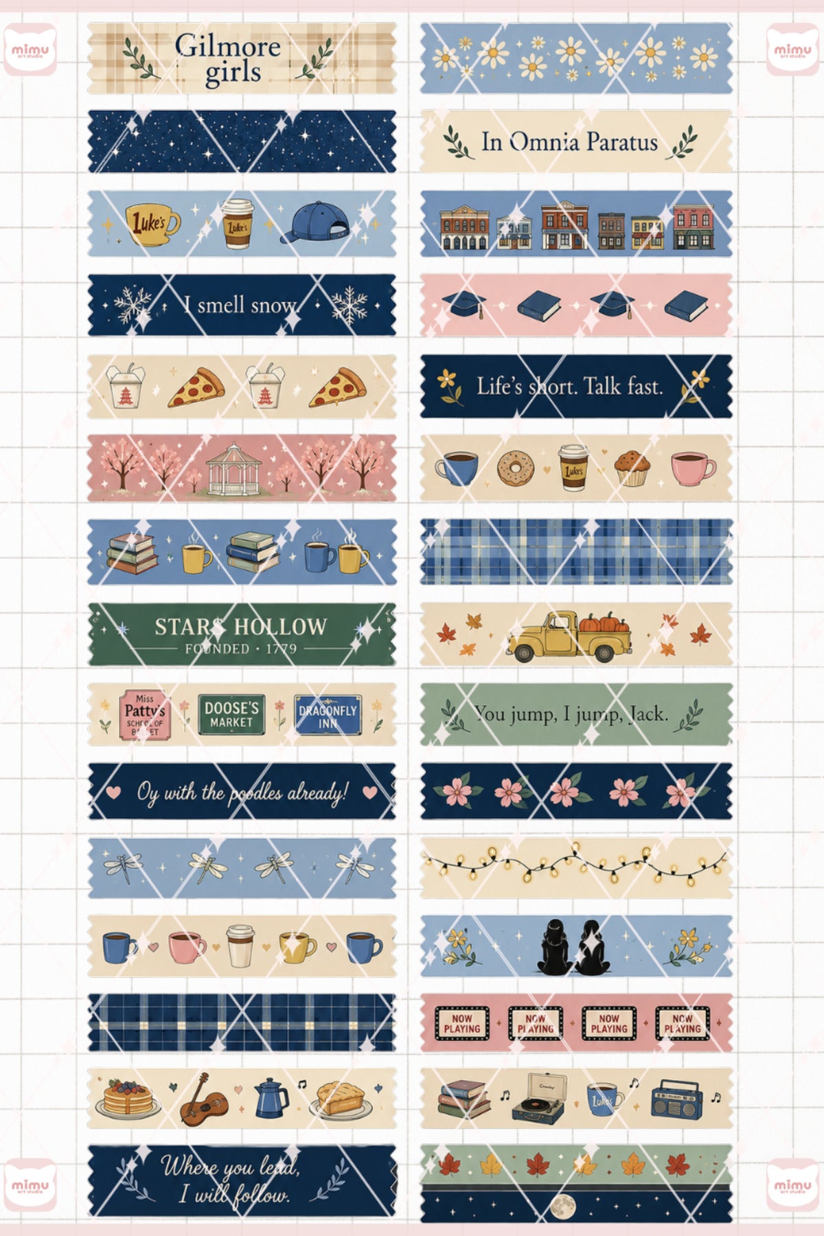 Gilmore Girls Temalı Washi Tape Seti Estetik Etiket Defter Günlük Scrapbook Süslemesi