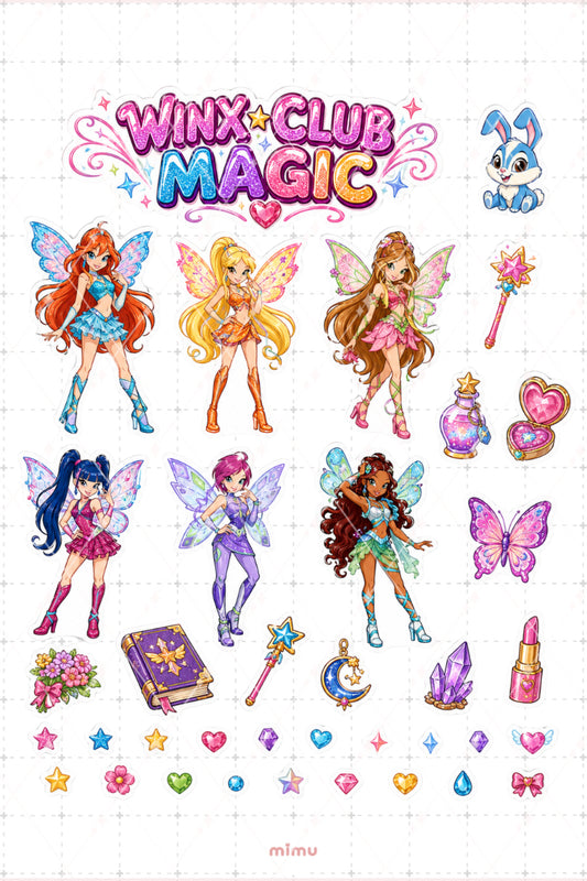 Winx Club Magic Sticker Seti Renkli Peri Sihirli Kız Temalı 2li Etiket