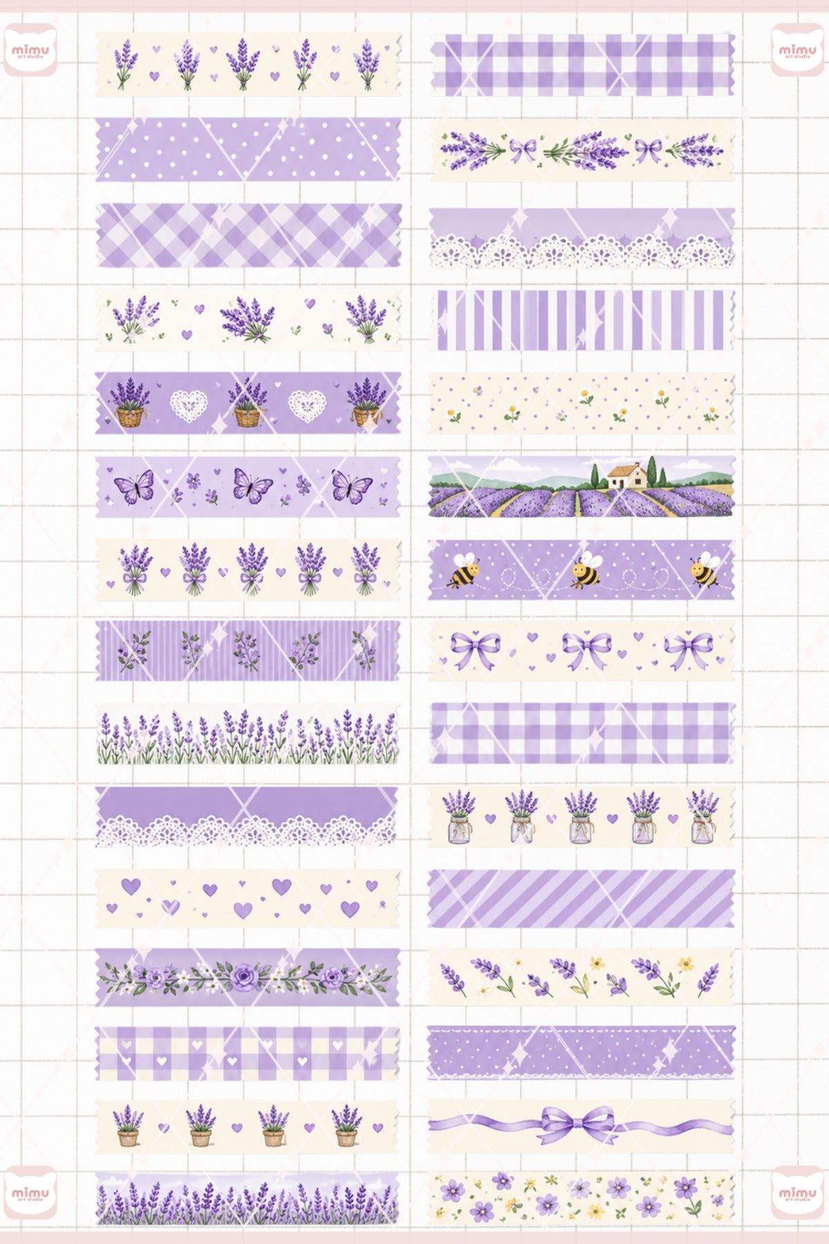 Lavanta Temalı Washi Tape Seti Estetik Etiket Defter Günlük Scrapbook Süslemesi