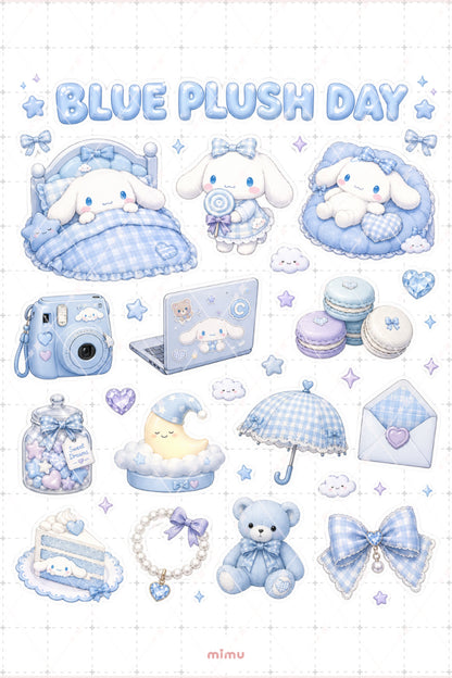 Cinnamoroll Girl Sticker Seti Mavi Pastel Kawaii Sanrio Temalı 2li Etiket