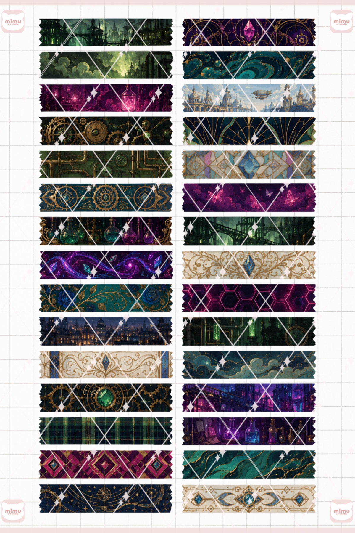 Arcane Temalı Washi Tape Seti Estetik Etiket Defter Günlük Scrapbook Süslemesi
