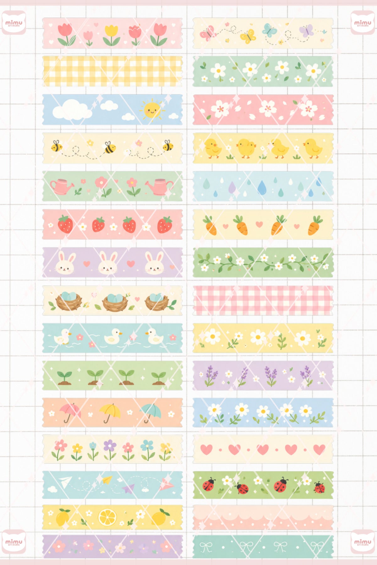 Bahar Mevsimi Temalı Washi Tape Seti Estetik Etiket Defter Günlük Scrapbook Süslemesi