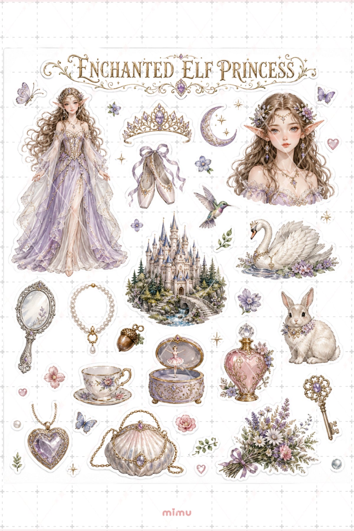 Forest Elf Girl Sticker Seti Orman Elf Çiçek Temalı 2li Dekoratif Etiket