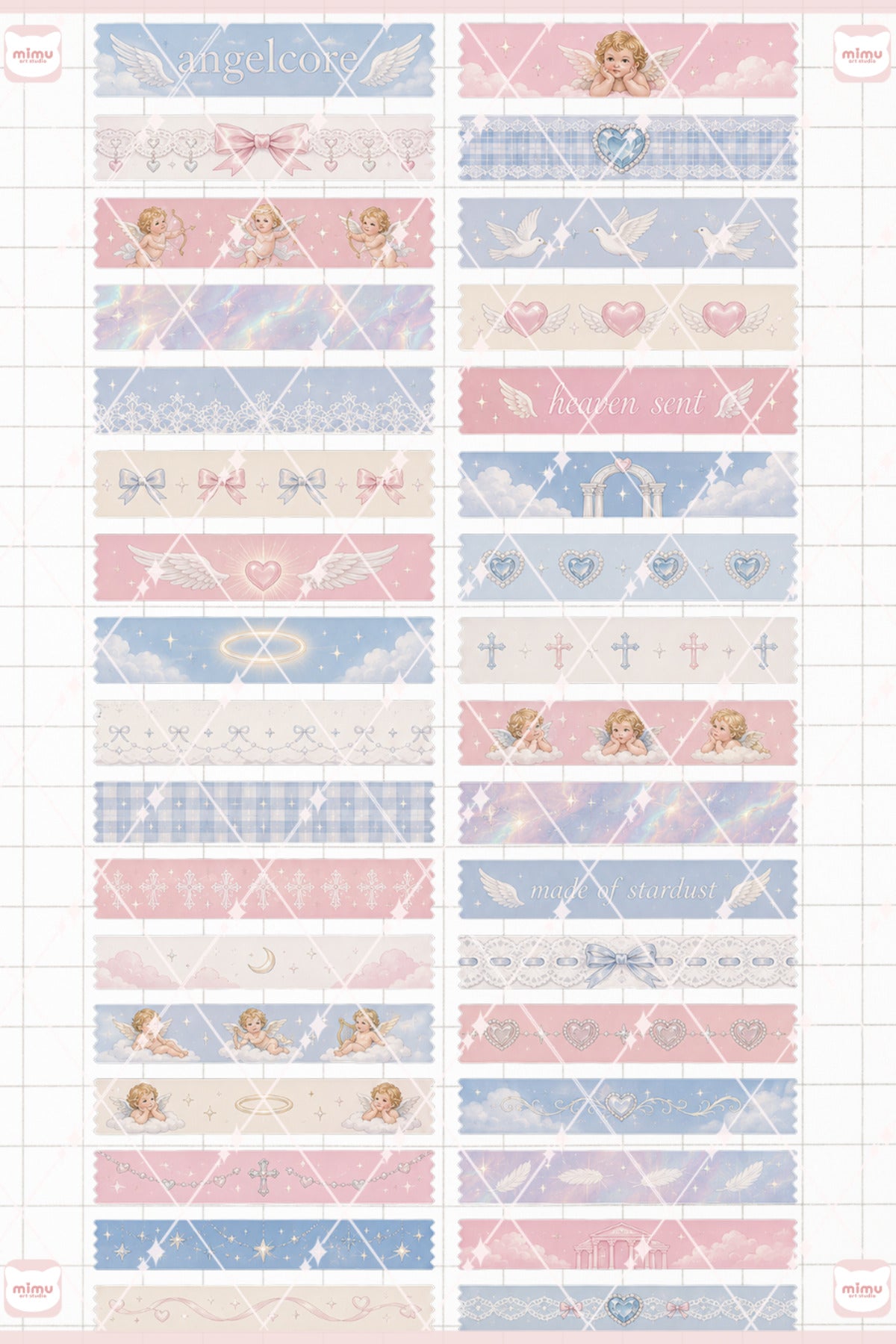 Angelcore Temalı Washi Tape Seti Estetik Etiket Defter Günlük Scrapbook Süslemesi