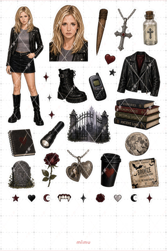 Buffy the Vampire Slayer Sticker Seti Vampir Gotik Temalı Dekoratif 2'li Etiket