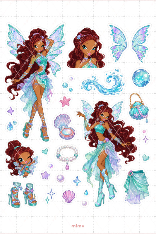 Layla Su Perisi Sticker Seti Winx Club Sihirli Kız Temalı 2li Etiket
