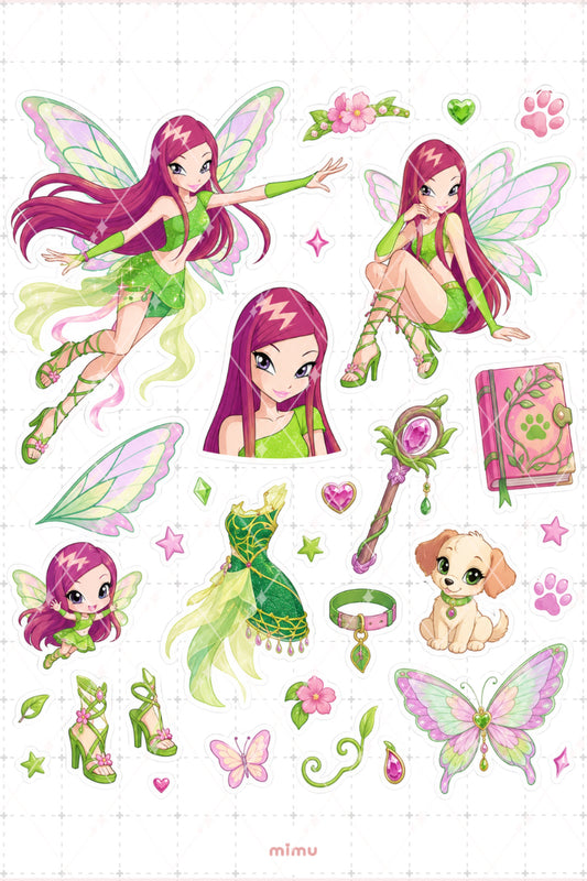 Roxy Hayvan Perisi Sticker Seti Winx Club Sihirli Kız Temalı 2li Etiket