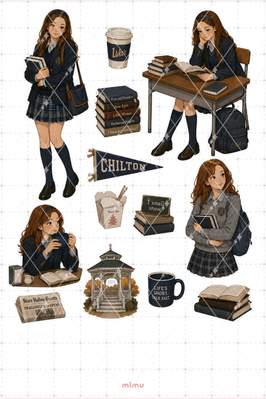 Rory Gilmore Sticker Seti Yale Üniversitesi ve Akademik Yaşam Temalı Dekoratif 2'li Etiket
