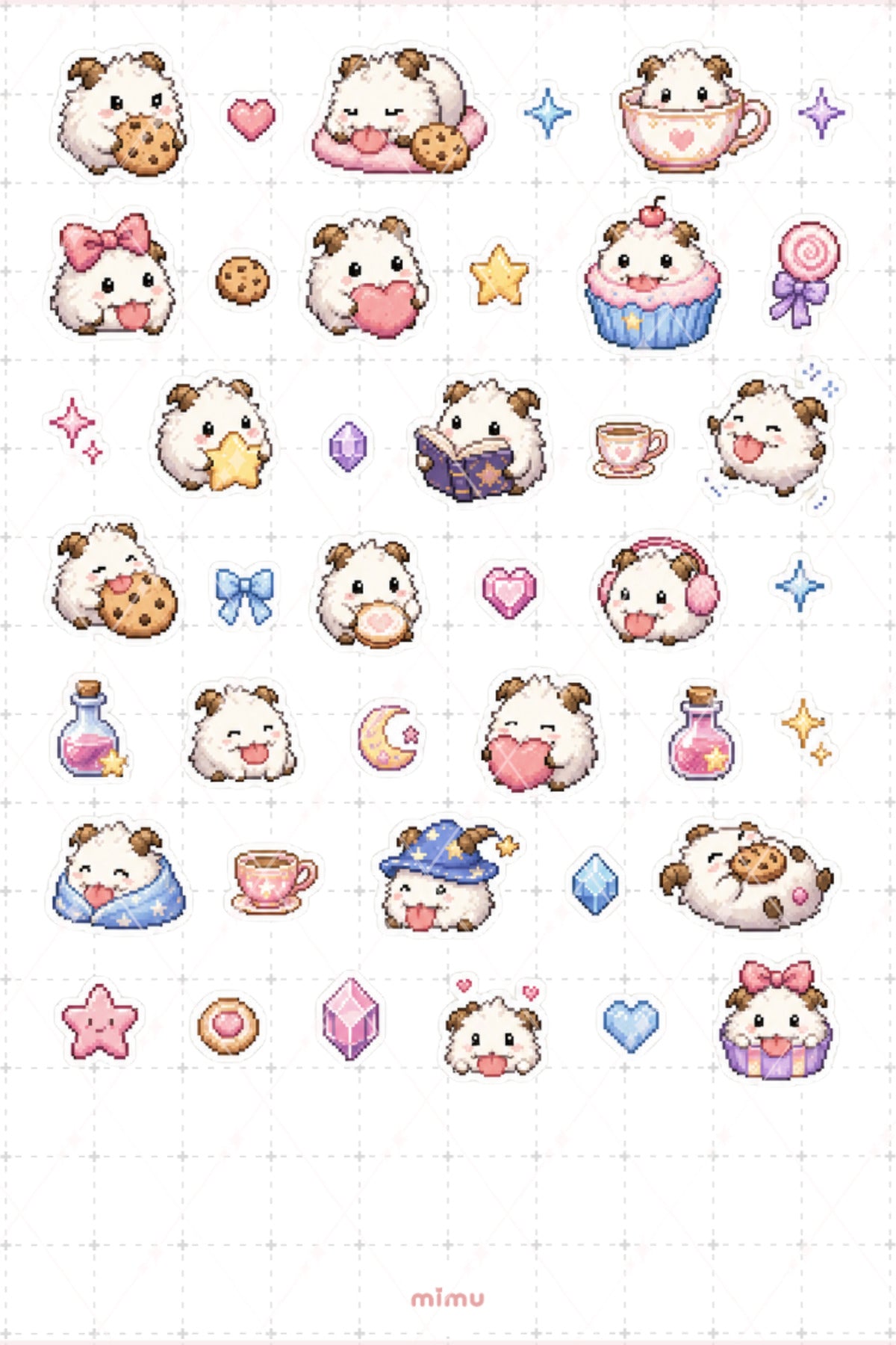 Pixel Art Poro Sticker Seti League Of Legends Oyun Temalı Dekoratif 2'li Etiket