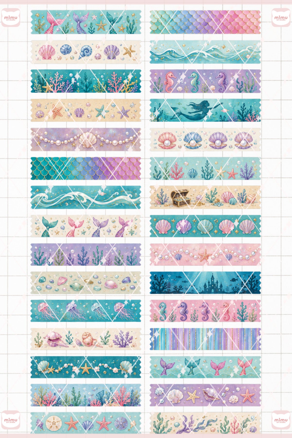 Denizkızı Temalı Washi Tape Seti Estetik Etiket Defter Günlük Scrapbook Süslemesi