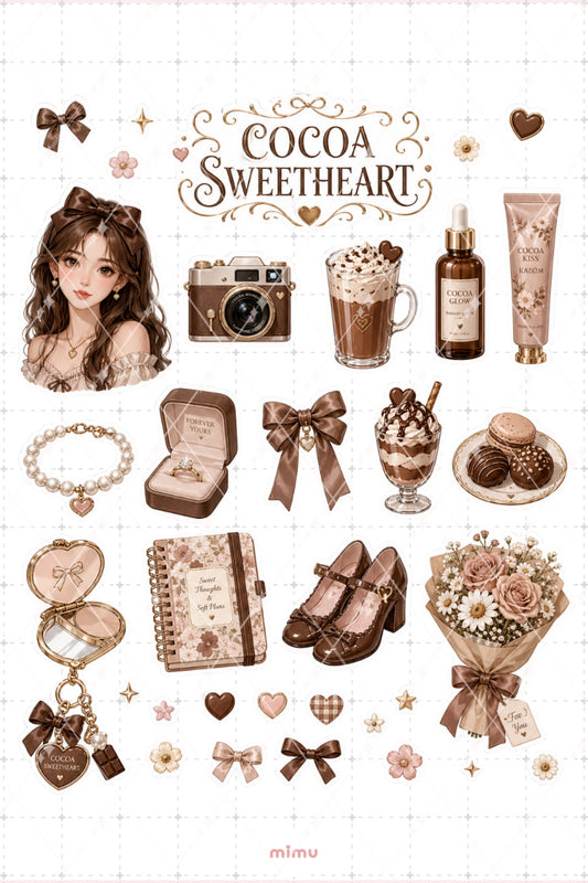 Milk Chocolate Girl Sticker Seti Kahverengi Çikolata Kız Temalı 2li Etiket