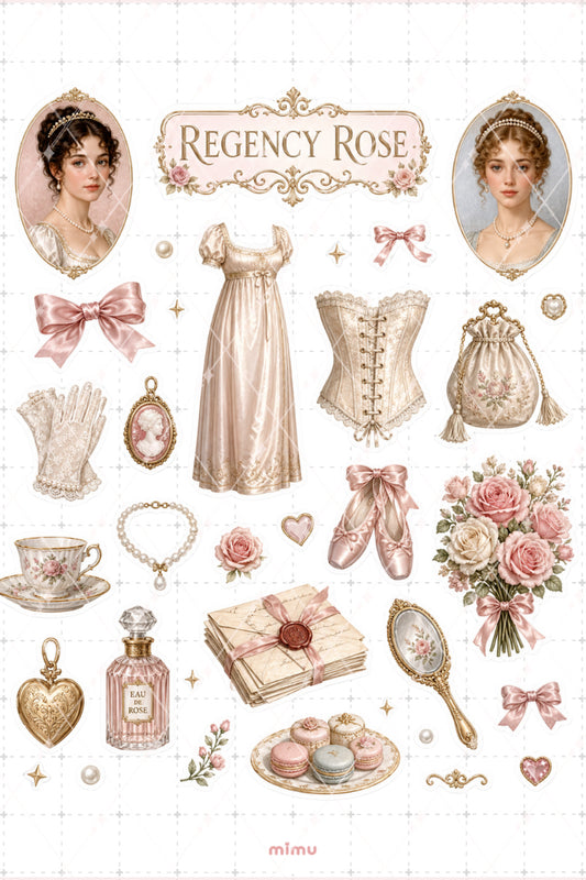 Pearl Parlor Sticker Seti Vintage İnci Kolaj Regency Estetik Temalı 2li Etiket