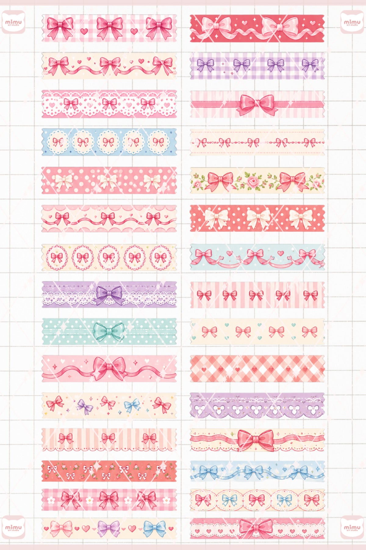 Fiyonk Temalı Washi Tape Seti Estetik Etiket Defter Günlük Scrapbook Süslemesi
