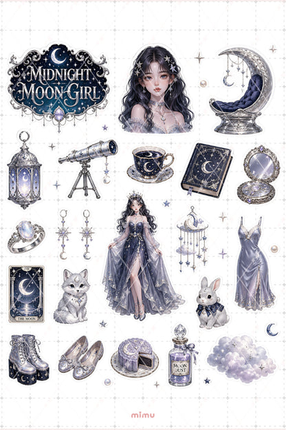 Moon Girl Sticker Seti Ay Kristal Kız Temalı 2li Dekoratif Etiket
