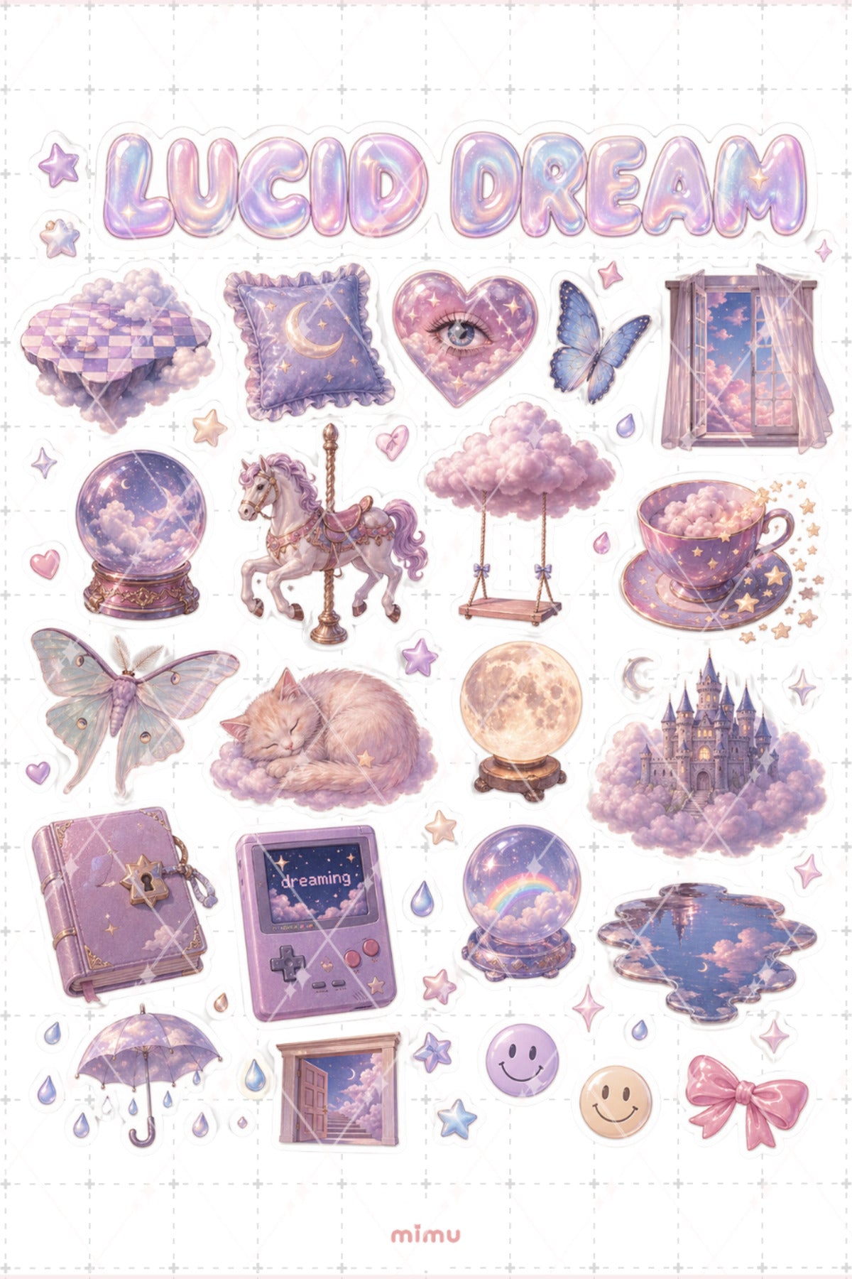 Dreamcore Sticker Seti Pastel Bulut Rüya Masal Estetiği 2li Etiket - 2