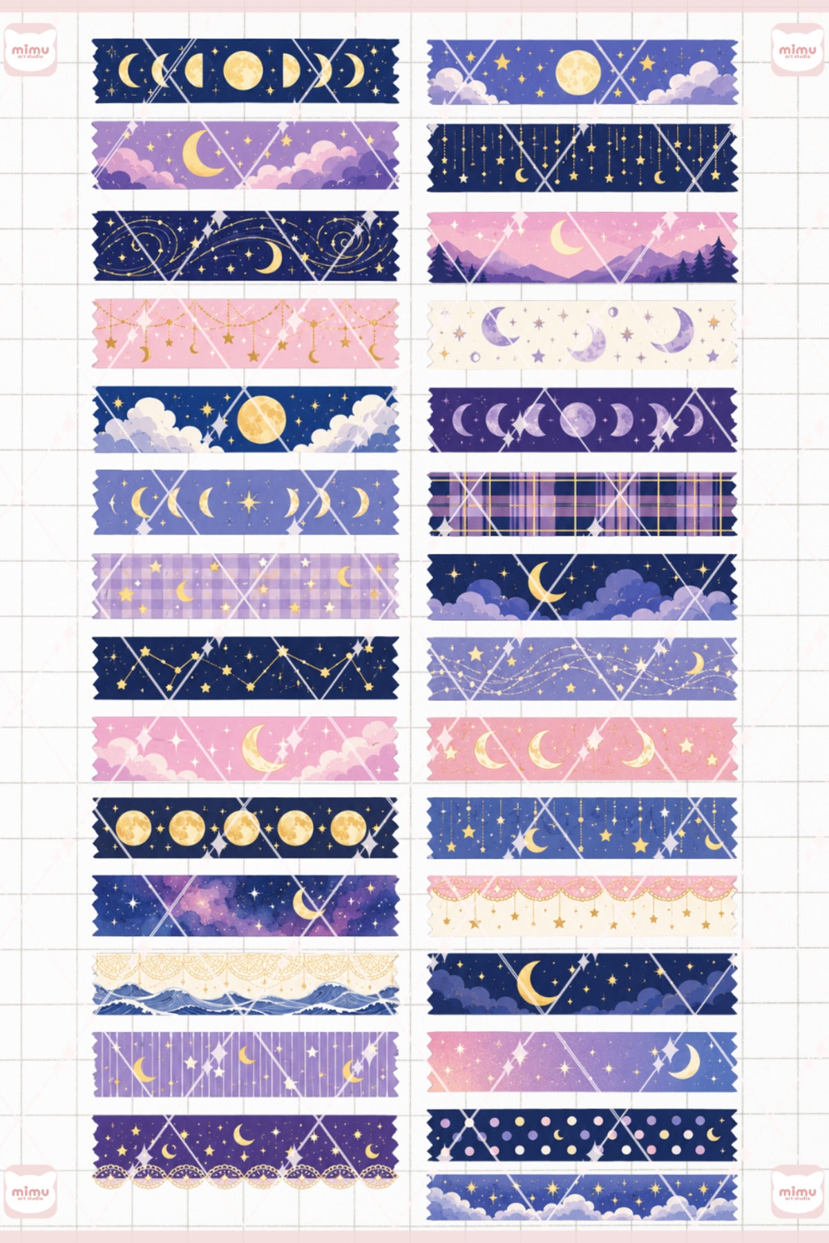 Ay Temalı Washi Tape Seti Estetik Etiket Defter Günlük Scrapbook Süslemesi