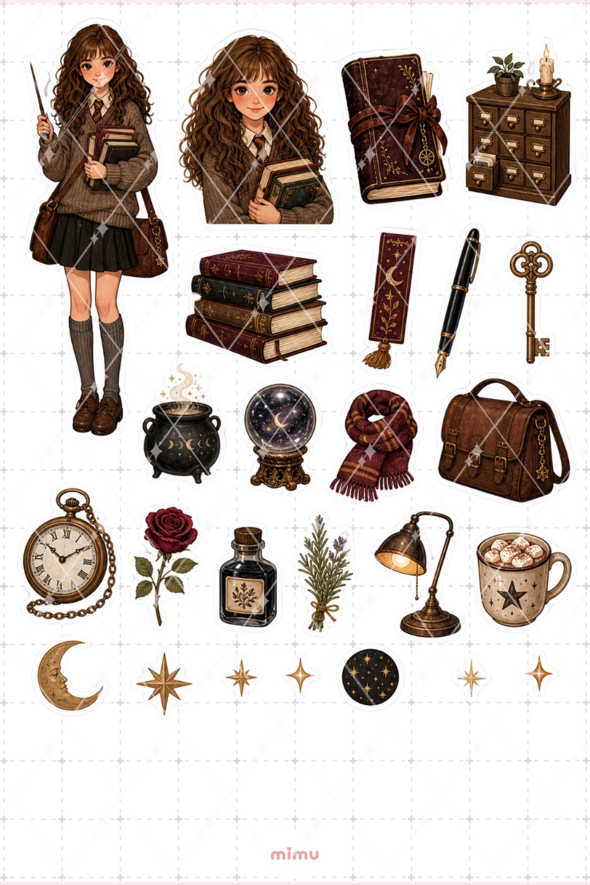 Hermione Granger Sticker Seti Büyücü Okul Fantastik Temalı Dekoratif 2'li Etiket