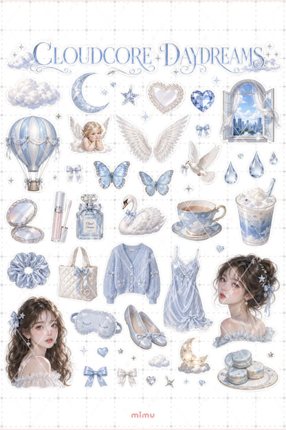 Cloudcore Daydreams Sticker Seti Mavi Bulut Kolaj Gökyüzü Temalı 2li Etiket