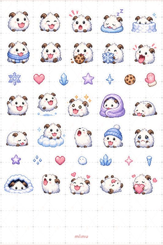 Pixel Art Poro Sticker Seti League Of Legends Oyun Temalı Dekoratif 2'li Etiket