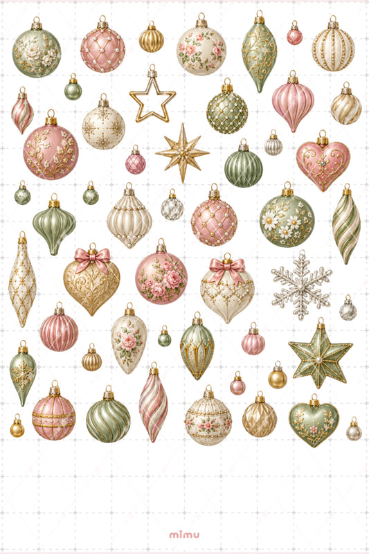 Yılbaşı Süsleri Sticker Seti Vintage Pastel Noel Temalı Dekoratif 2'li Etiket