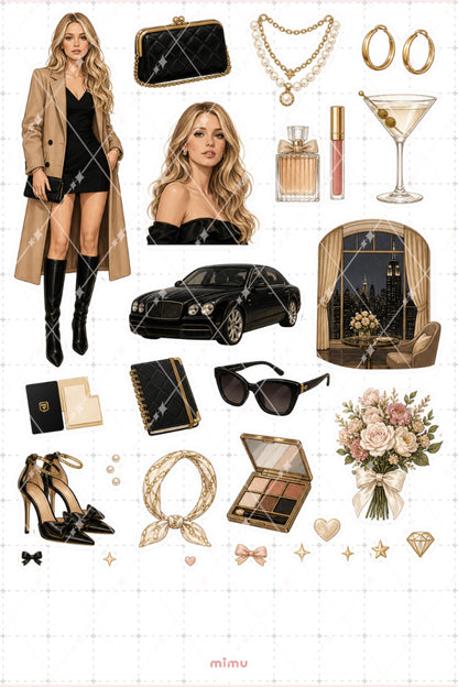 Serena van der Woodsen Sticker Seti Şehir Şıklığı Temalı Dekoratif 2'li Etiket