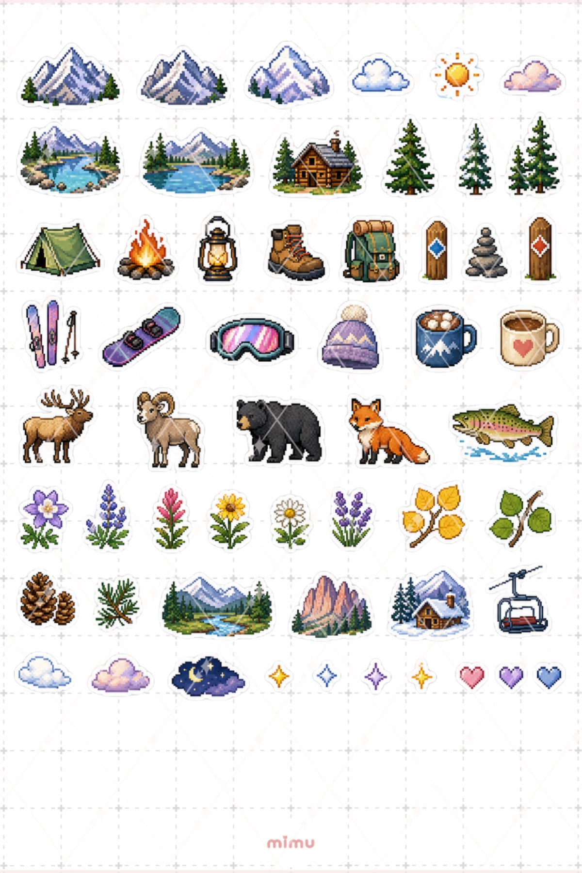 Pixel Art Colorado Sticker Seti Dağ ve Eyalet Temalı Dekoratif 2'li Etiket