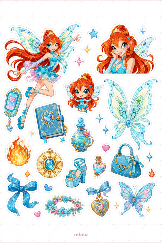 Bloom Ateş Perisi Sticker Seti Winx Club Sihirli Kız Temalı 2li Etiket