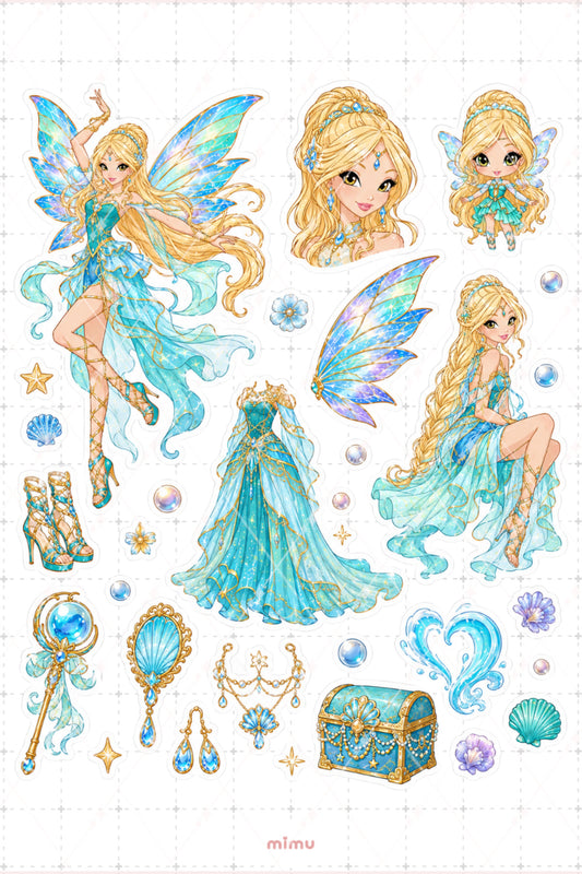 Daphne Sirenix Perisi Sticker Seti Winx Club Sihirli Kız Temalı 2li Etiket