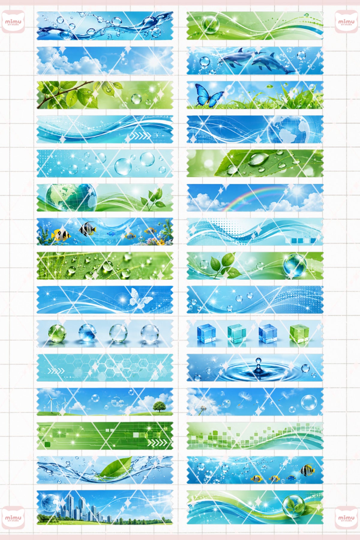Frutiger Aero Temalı Washi Tape Seti Estetik Etiket Defter Günlük Scrapbook Süslemesi