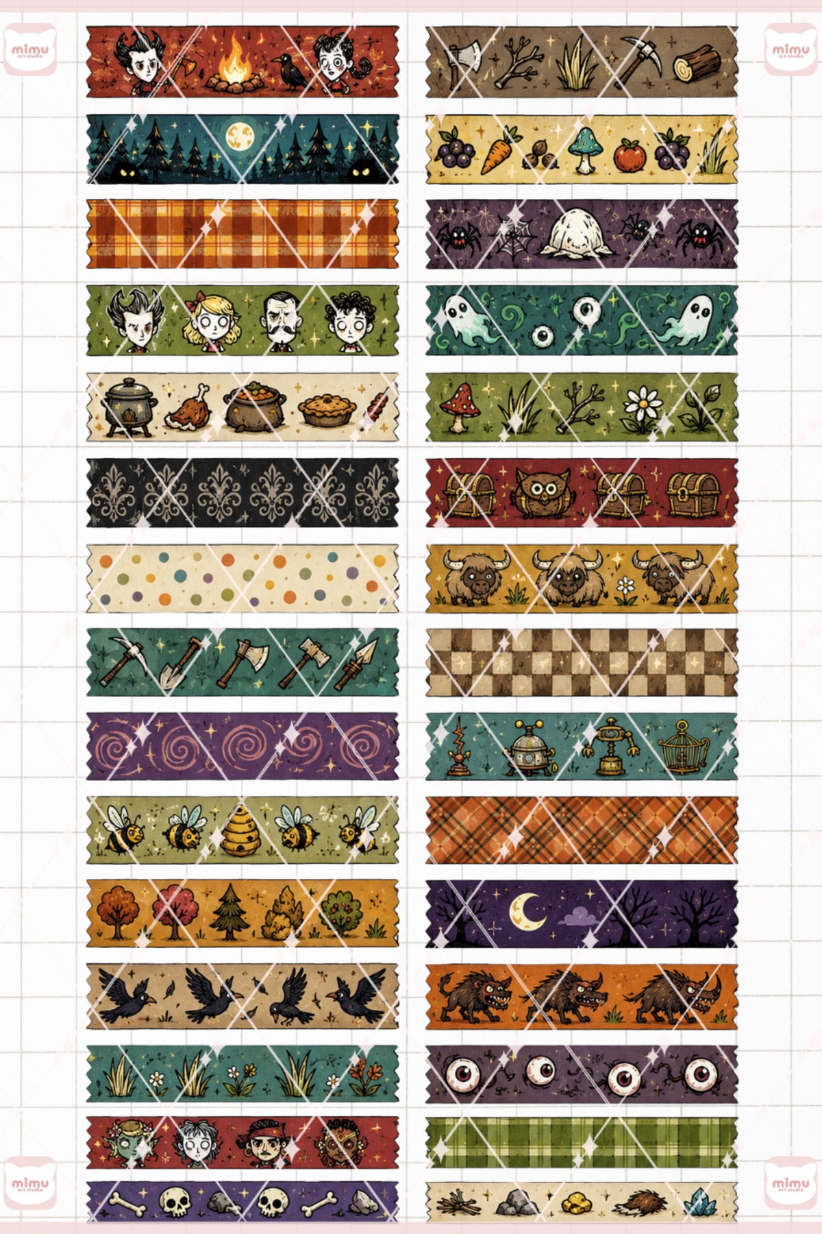 Dont Starve Together Temalı Washi Tape Seti Estetik Etiket Defter Günlük Scrapbook Süslemesi