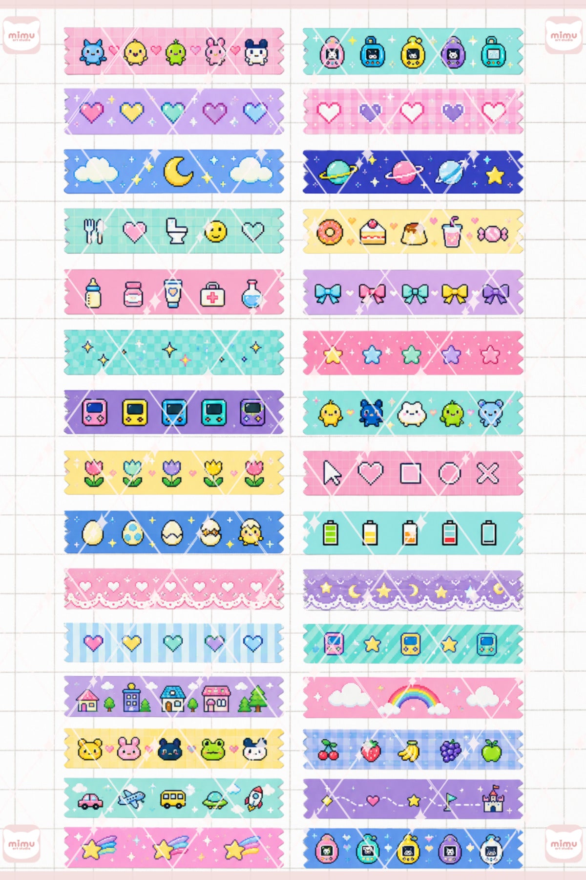 Tamagotchi Temalı Washi Tape Seti Estetik Etiket Defter Günlük Scrapbook Süslemesi