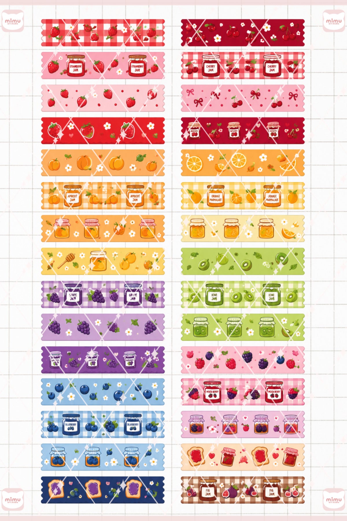 Reçel Temalı Washi Tape Seti Estetik Etiket Defter Günlük Scrapbook Süslemesi