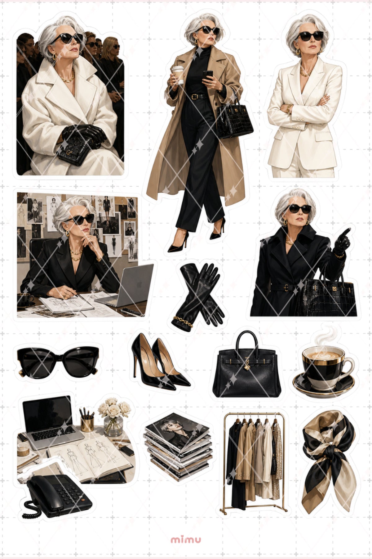 Miranda Priestly Moda Editörü Kadın Sticker Seti The Devil Wears Prada Temalı İkili Dekoratif Etiket