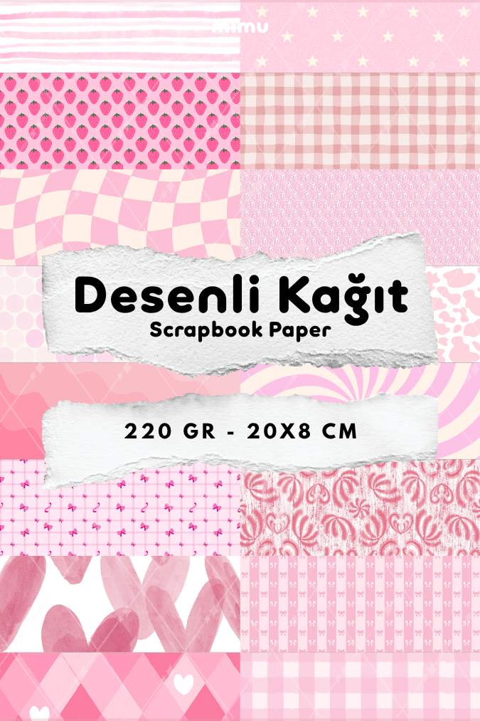 Desenli Kağıt Seti Scrapbook Kağıdı (220 gr) Ajanda Kolaj Junk Journal Bullet Journal Kağıtları