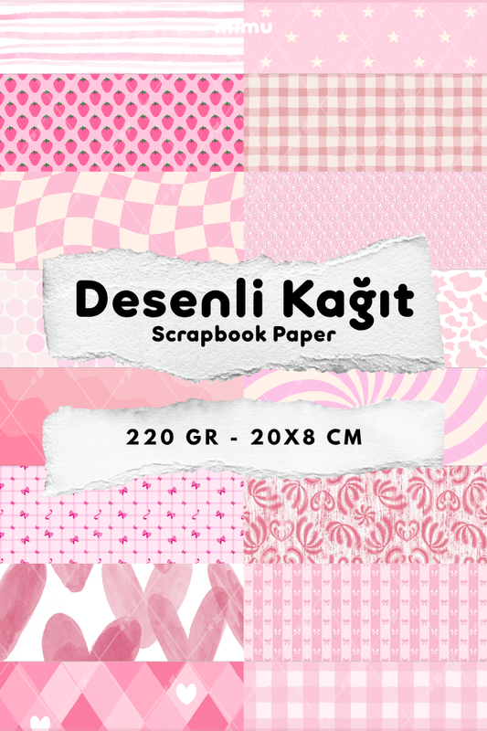 Desenli Kağıt Seti Scrapbook Kağıdı (220 gr) Ajanda Kolaj Junk Journal Bullet Journal Kağıtları