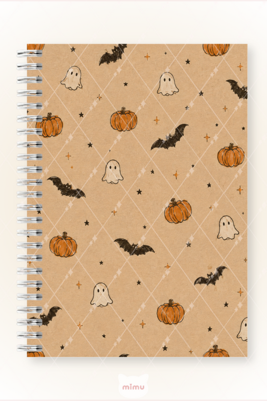 Kraft Halloween Desenli 60 Yaprak Çizgisiz Okul Defteri A5 Spiralli Not Defteri