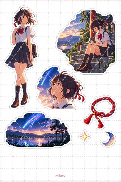 Your Name Sticker Seti Anime Temalı Dekoratif 2'li Etiket