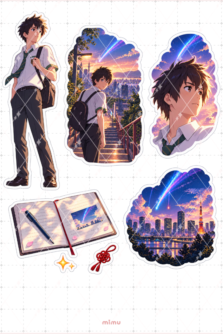 Your Name Sticker Seti Anime Temalı Dekoratif 2'li Etiket - 2